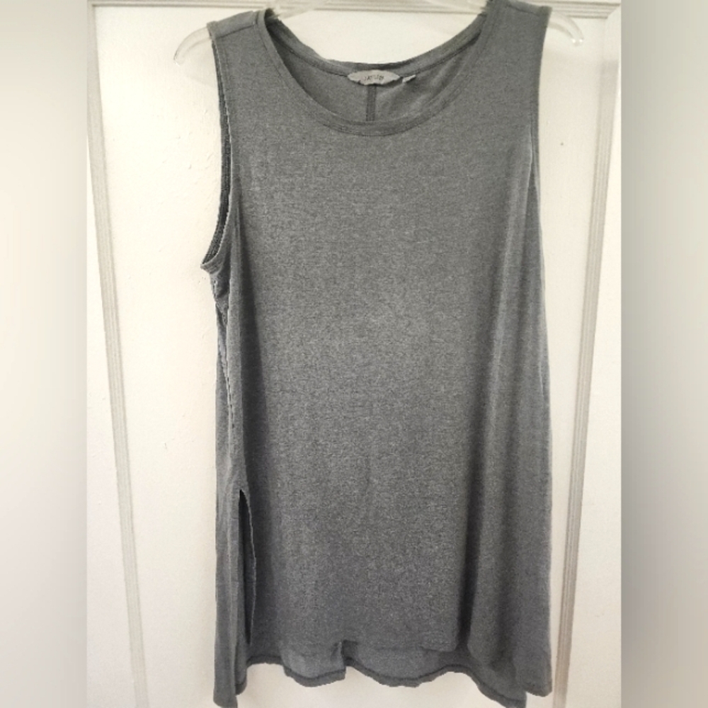 Athleta Womens L Gray Side Split Long Tunic Active Tank Top EUC